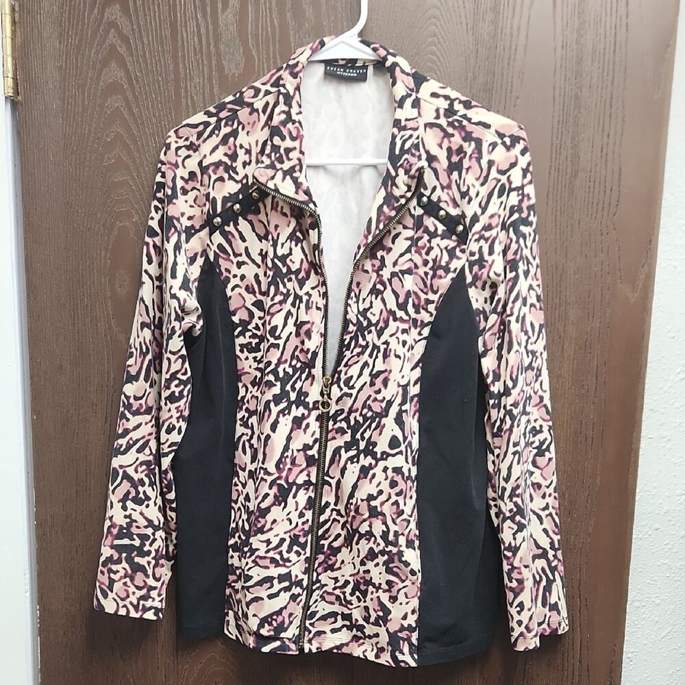 Susan Graver Pink and Black Utility Jacket